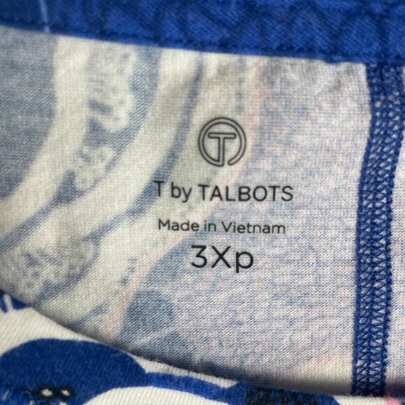 Talbots Top Womens 3XP Floral Purple Blue Work Office Everyday Casual Stretch - Picture 7 of 9